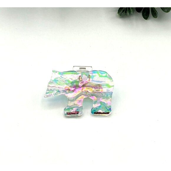 Iridescent Bear-Shaped Glass Brooch Pin With Gold-Tone Backing Brooch pendant co - Picture 3 of 5